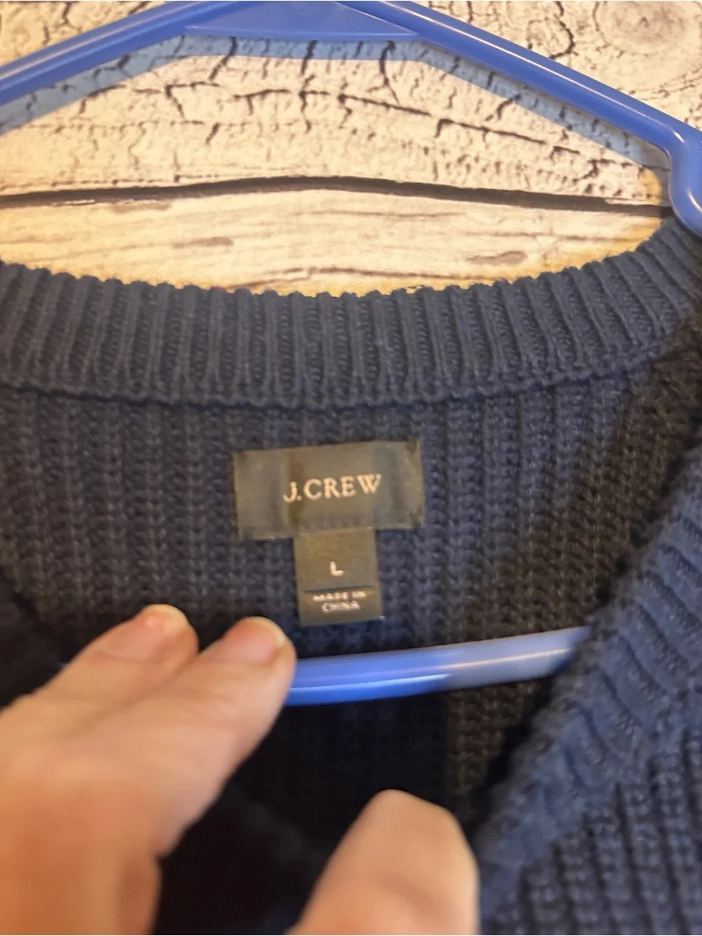 J.Crew Navy Chunky Knit Cotton Sweater Large